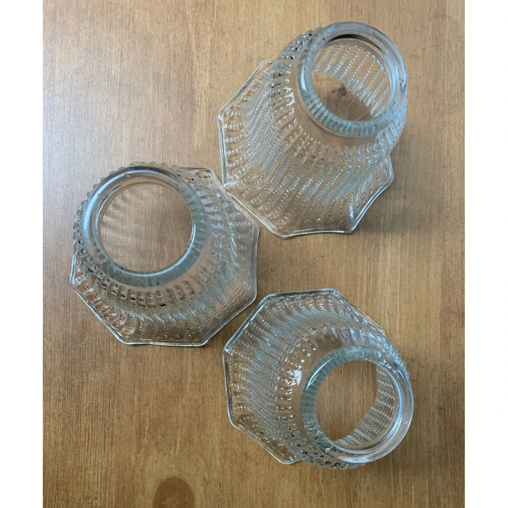 Clear Hobnail Bead Ribbed Glass Light Shade Ceiling Fan Octagon 2
